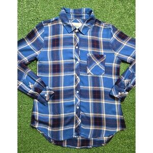 Rails Hunter Cobolt Blue Plaid Button-Up Shirt Front Pocket (Women's Small)